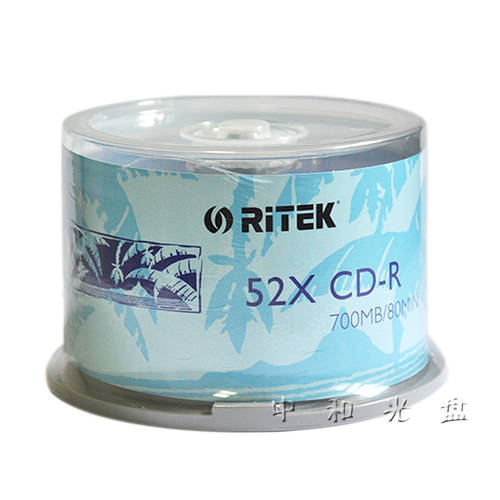 RITEK 파란색 표면 CD-R52X CD굽기 50 필름 버킷 설치 700M80min 뮤직 CD 일회용 CD 정품