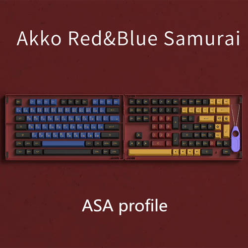 1 Set Akko PBT Double Shot Keycaps ASA Profile Red And Blue