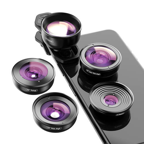 휴대폰 렌즈 APEXEL 5+1 HD5 패키지 광각 매크로 어안렌즈 광각렌즈 고선명 HD 외부 범용 렌즈