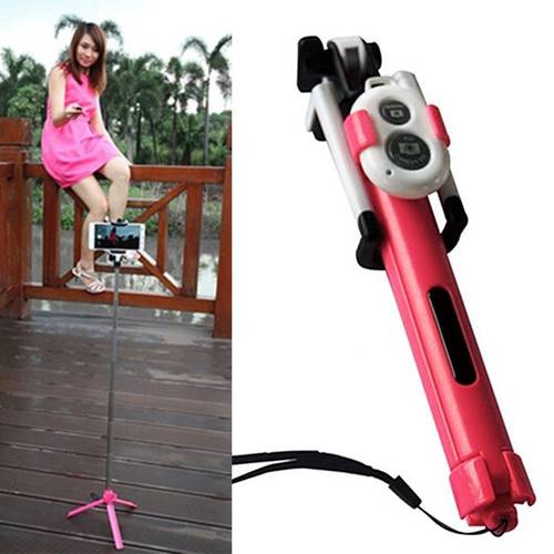 portable foldable tripod bluetooth remote selfie stick