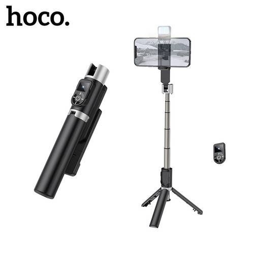 Hoco K16 알루미늄합금 필 라이트 라이브 핸드폰거치대 휴대용 플로어 삼각대 일체형 블루투스 라켓