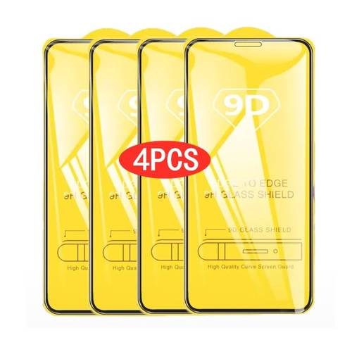 4PCS 9D Screen Protector Tempered Glass IPhone 14 13 12 호환 8