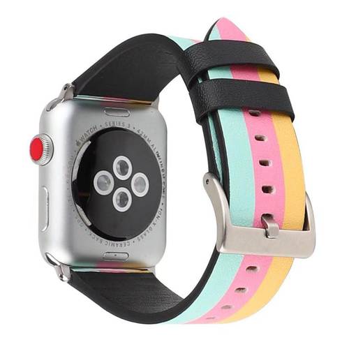 애플워치 호환 시계 스트랩 iwatch4 정말 스트랩 가죽 컬러 라인 apple watch2/3 패션유행