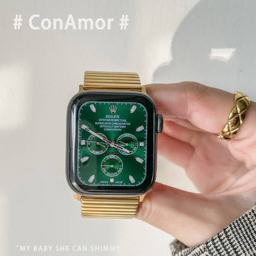 ConAmor 새로운 즐겨 찾기 스테인리스 iwatch 시계 스트랩 애플워치 사용가능 6/SE/5/4 세대 금은 장미