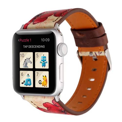 애플워치 스트랩 apple watch 레트로 플라워 스트랩 iwatch1/2/3 프린팅 벨트 시계 스트랩 38/42