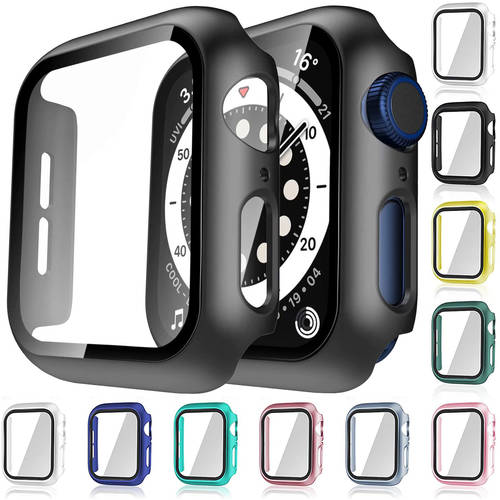 Glass+Case For Apple Watch Serie 7 6 5 4 3 2 1 SE 45mm 41mm