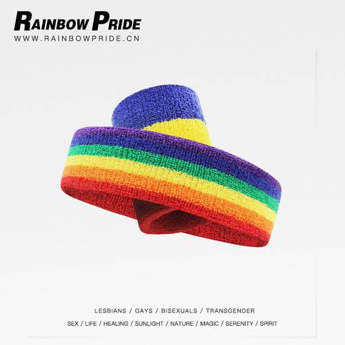 RainbowPride 6 색 레인보우 팔 보호구 머리띠 헤드 가드 LGBT 스포츠 헬스 남여공용 면 수건 땀흡수