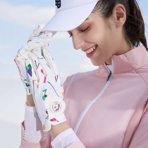 골프 장갑 여성용 도트무늬 히트 골퍼 커버 golf 미끄럼방지 프린팅 부드러운 슬림 장갑 듀얼 핸드 2개입
