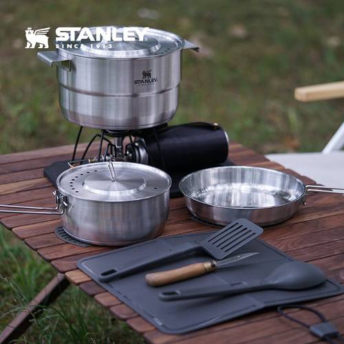 Stanley 스테인리스 재킷 주전자 캠핑 요리 세트 4.5 리터 휴대용 보관하기 쉬운 아웃도어 캠핑 낚시
