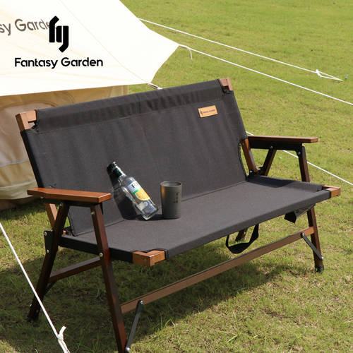 Fantasy Garden 꿈의 꽃 정원 아웃도어 캠핑 2인용 접는 의자 휴대용 원목 모래 해변 레저 손목패드 의자