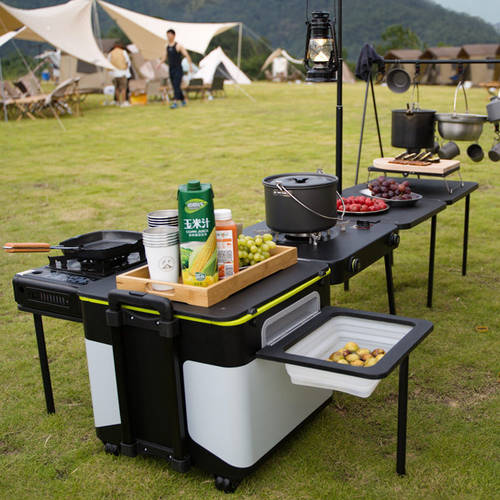 아웃도어 모바일 부엌용 자가운전 RV 휴대용 차량용 쿡탑 캠핑 피크닉 접이식 테이블 밖에서 요리하다 와 캠프 이용