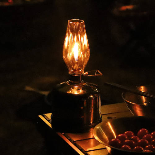 파이어 메이플 절묘한 유리 코어리스 스팀 램프 가스 탱크 캠프 빛 선명한 레트로 캠핑 촛불 아웃도어 분위기 가스 램프