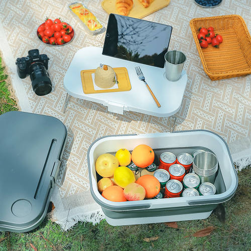 야외 폴딩 휴대용 바구니 다기능 휴대용 대용량 뚜껑있는 보관함 캠핑 접이식 테이블 후르츠 선택 바구니