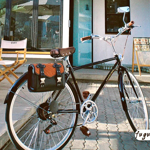 자전거 레트로 자전거 장식 범용 가죽 액세서리 방수 말 안장 가방 걸이형 바스켓 사이드 백 후방 안장 시트