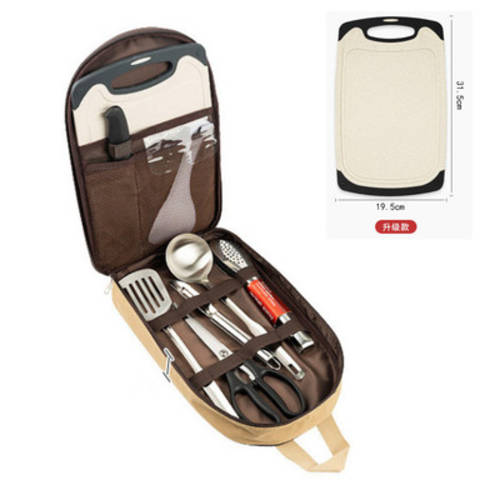 아웃도어 범퍼 두꺼운 도마 칼 요리사 도구 세트 스테인리스 캠핑 장비 휴대용 파우치 식기 피크닉 캠핑
