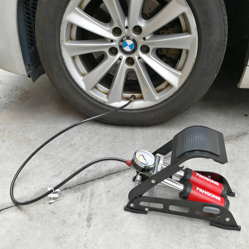 신형 자동차 차량용 공기 펌프 고압 발판 휴대용 자동차 타이어 발로 밟는 쌍발 더블 실린더 소형 승용차용 에어펌프
