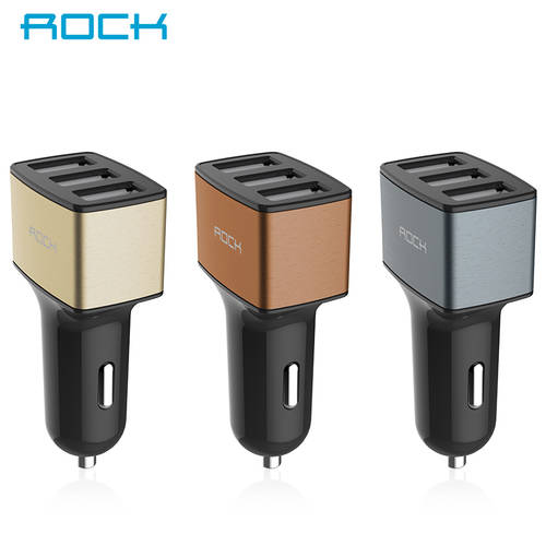 ROCK 자동차 차량용 충전기 3포트 USB 차량용충전기 iPhone 안드로이드 휴대폰 범용 차량용충전기 3IN1