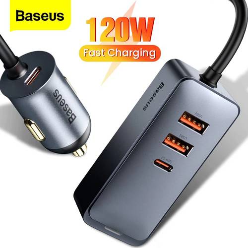 Baseus 4 Port 120W USB Car Charger Quick Charge PPS Fast