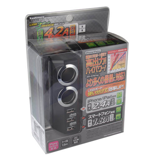 일본 자동차 담배를 가지고 다니다 장치 자동차 충전기 2IN1 세 가지 USB 배터리 분배기 젠더 어댑터 고속충전