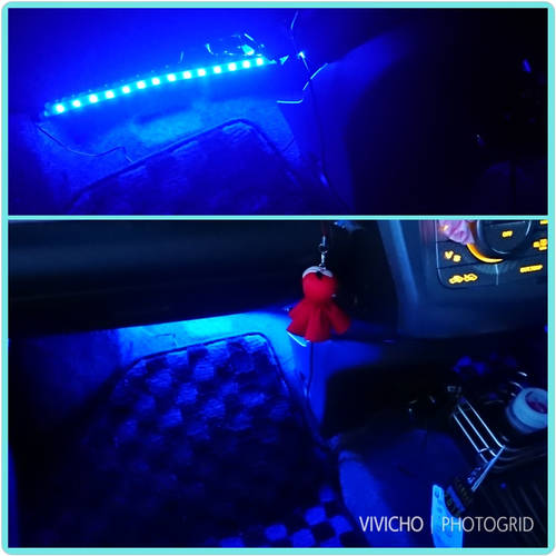 일본 MIRAREED 차량용 무드등 차량용 발바닥 플래시 화려한 컬러풀 블루 차량용 블루레이 LED조명 LED