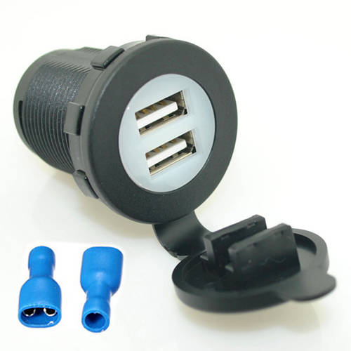 차량용 충전기 USB 블루레이 케이블 차량용충전기 2IN1 방수 뚜껑있는 12V TO 5V 차량용 구리 듀얼포트 소켓