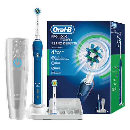OralB 오랄비 B 전동 칫솔 pro4000 충전식 회전식 부드러운 모 스마트 전동 칫솔 D2052