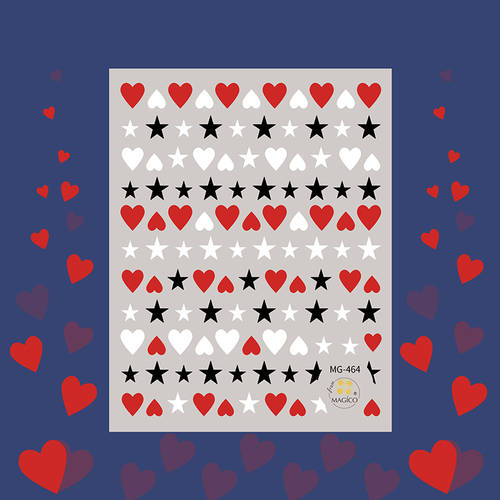 Magico MOJI 네일 스티커 귀여운 카드 채널 네일 스티커 네일 스티커 아플리케 액세서리 방수 464 심장 별빛