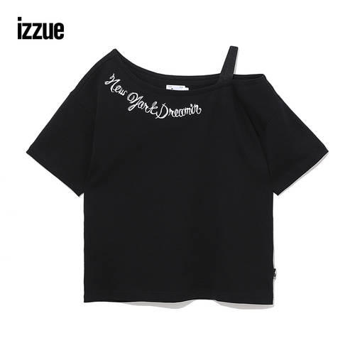 izzue 여성복 반팔 티셔츠 T셔츠  써머 여름용 섹시한 유행 끈이없는 알파벳 자수 1223U0E