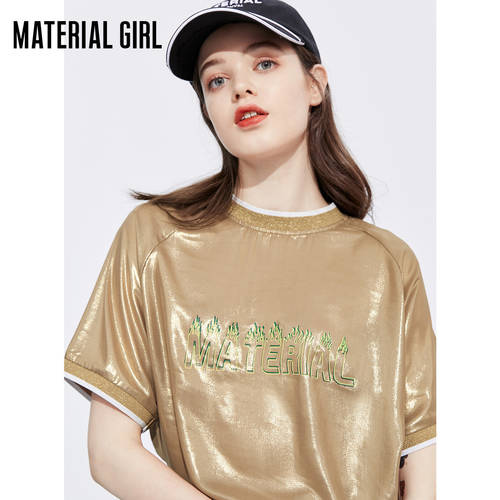 Material Girl 반팔 티셔츠 T셔츠 여성용 한국 스타일 루즈핏 하라주쿠 스타일 반소매 상의  가을 새로운 제품 상품 ins 패션 트렌드