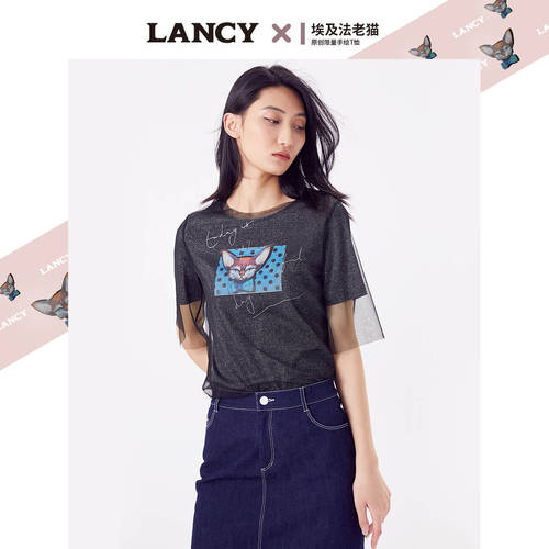 LANCY x 이집트 법 늙은 고양이  여름 제품 ins 라운드 넥 티셔츠 T셔츠 상의 귀여운 펫 동물 블라우스 내의 한정 스타일 하라주쿠