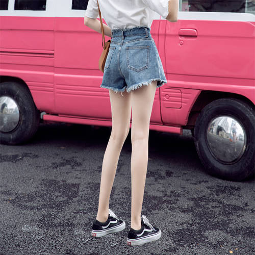 데님 쇼트 바지 여성 여름  신제품 신상 a 자 위에 걸쳐 입는 루즈핏 올매치 하이웨이스트 슬림핏 와이드 팬츠 트렌디 여성용 ins
