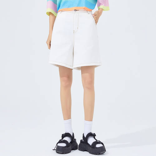 METERS/BONWE 하이웨이스트 데님 반바지 숏팬츠 여성  신제품 신상 써머 여름용 카고 스타일 패션 트렌드 인기 있는 학생용 바지 여성