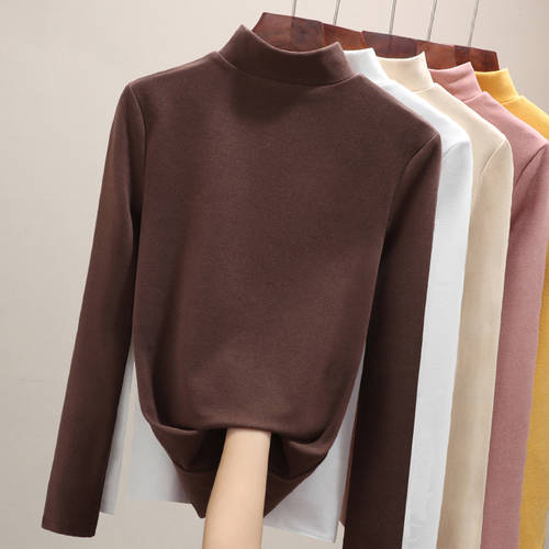 한국 반폴라 하프넥 이너 여성용 위에 걸쳐 입는  가을 겨울 신제품 신상 이너 긴 소매 긴팔 양면 드랄론 t 셔츠 상의 패션 트랜드