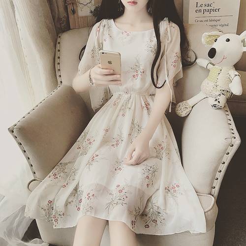  신상 신형 신모델 꽃무늬 시폰 원피스 여성 여름 섹시한 치마 미녀 여신 시스템 허리밴딩 슬림 분위기