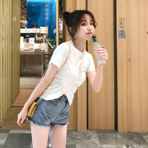 짧은 쇼트 화이트 반팔 SUPERB t 셔츠 여성의류  여름 지신 한국어 버전 루즈핏 여성용 상의 ins 패션 트렌드