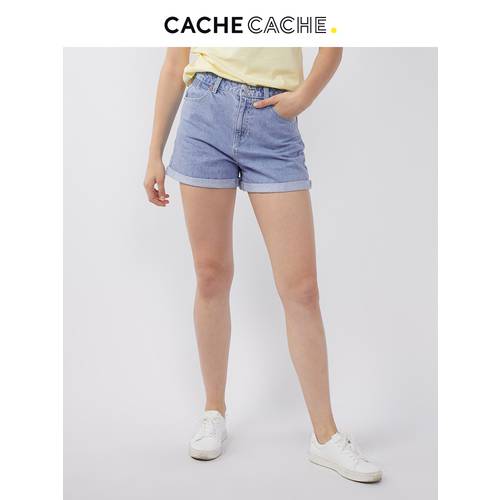 cachecache 데님 숏팬츠 반바지 여성용  써머 여름용 위에 걸쳐 입는 올매치 코디하기 쉬운 패션 트렌드 루즈핏 슬림핏 연한 색 데님 바지