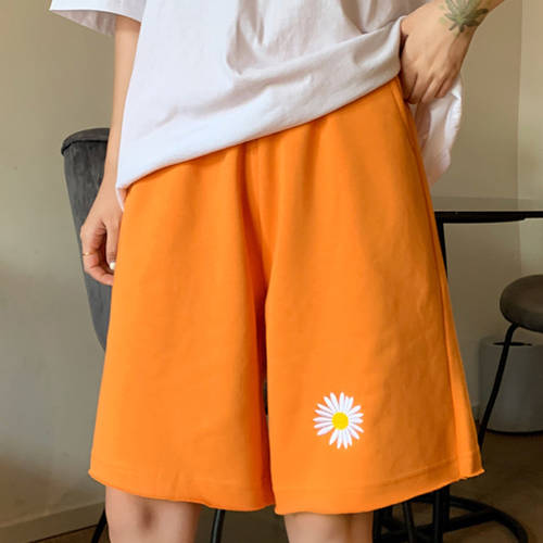 데이지 반바지 숏팬츠 여성 여름  한국어 버전 스트레이트 핏 하이웨이스트 ins 조수에서 착용 여가 5 하위 스포츠 와이드 팬츠