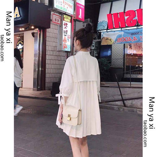  봄 가을 여성복 홍콩 스타일 레트로 너비 Matsuzaka 하얀 컬러 셔츠 유니크 스타일리쉬한 디자인 셔츠 프렌치 원피스 여름