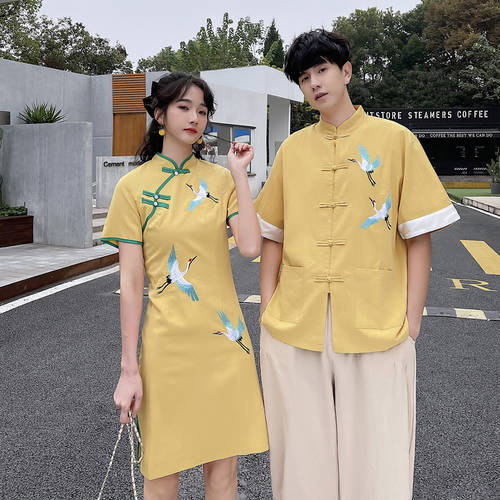 커플용 여름옷 리폼 버전 치파오 원피스 여성용 젊은 중국풍 반팔 Yiyi 스커트 패키지 패션 트렌드