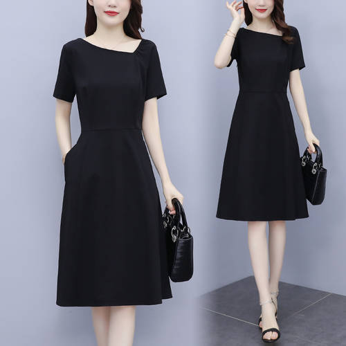 써머 여름용 블랙 시폰 원피스 여성의류 여름옷  여름 Tianxin 제품 상품 프렌치 밴딩 분위기 검정 미니 드레스