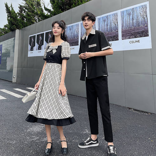 주요 사랑 프렌치 커플용 써머 여름용 심플  신상 신형 신모델 인기 무늬 연결 원피스 셔츠 스커트 Yiyi