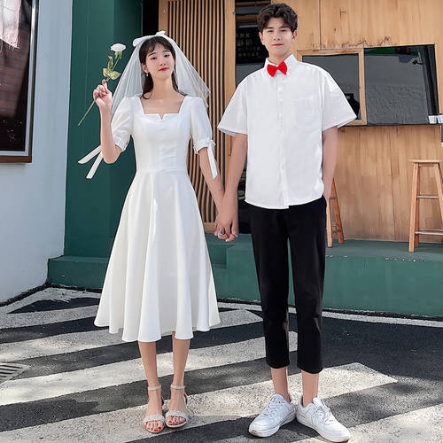 주요 사랑 커플용 써머 여름용  신상 신형 신모델 유행 웨딩 드레스 원피스 셔츠 결혼 에 따르면 레지스터 스커트 Yiyi