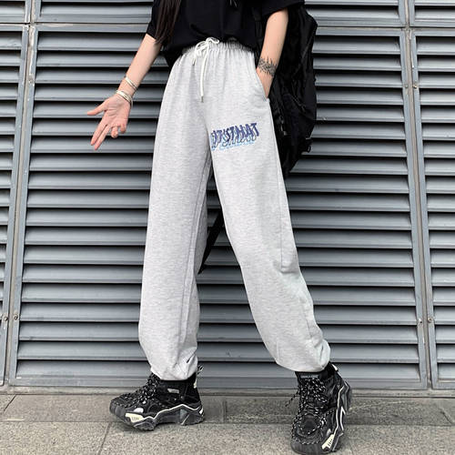일본풍 빈티지 바지 여성 나츠 보 제품 상품  루즈핏 ins 똑바로 조수 튜브 높이 벨트 와이드 조거 레저 스포츠 바지