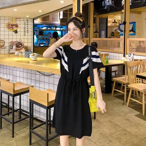  아모이 드레스 여성용 한국 스타일 루즈핏 슬림핏 미디 플레어 개성있는 조합 치마 캐주얼 분위기 A 라인 스커트