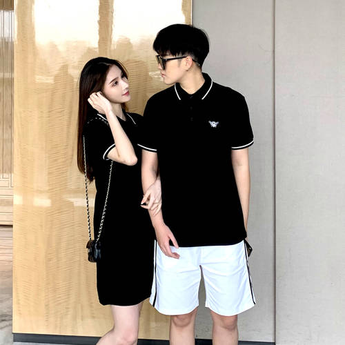 특별 의 커플용 여름옷 스커트 Yiyi  새로운 작은 군중 유니크 스타일리쉬한 디자인 반팔 polo 셔츠 원피스 여성용