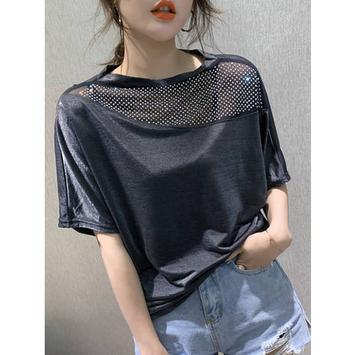 유럽 상품 중공업 핫피스 t 셔츠 여성용 반팔  써머 여름용 신상 한국 스타일 루즈핏 대형 빅 사이즈 올매치 코디하기 쉬운 반소매 상의 패션 트렌드