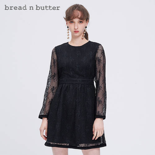 【 TMALL 】【 광군제 】bread n butter 분위기 레이스 깃털 소매 스커트 높이 허리 수리 순수한 몸 컬러 드레스