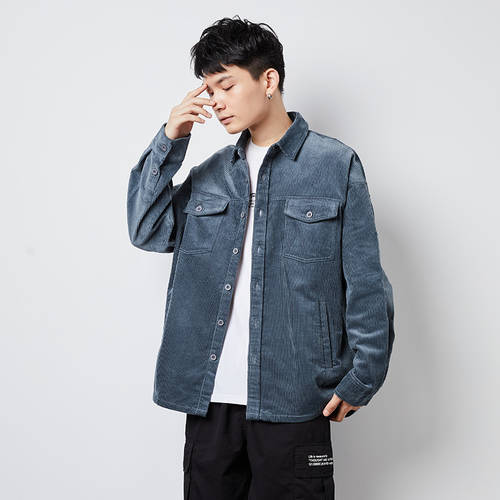 TONLION  가을 겨울 코듀로이 셔츠 남성 리더 소매 일본풍 범퍼 두꺼운 보온 루즈핏 한국판 셔츠 케이스 패션 트랜드