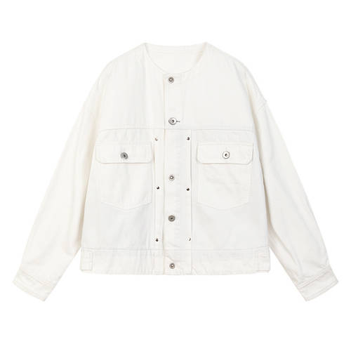ISHIZUGAWA 가을 새로운 제품 재킷 남성 커플 칼라리스 심플 올매치 패션 트렌드 여성용 캐주얼 데님 케이스 패션 트랜드 0001M