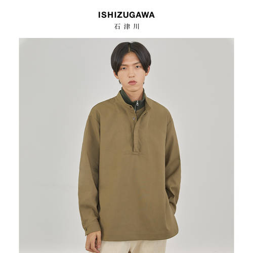 ISHIZUGAWA 가을 신제품 신상 셔츠 남성용 커플 레트로 심플 올매치 루즈핏 여성용 캐주얼 셔츠 패션 트랜드 8047C